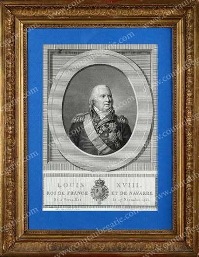 École Française du XIXe siècle Portrait de Louis XVIII, roi de France.
Gravure de...