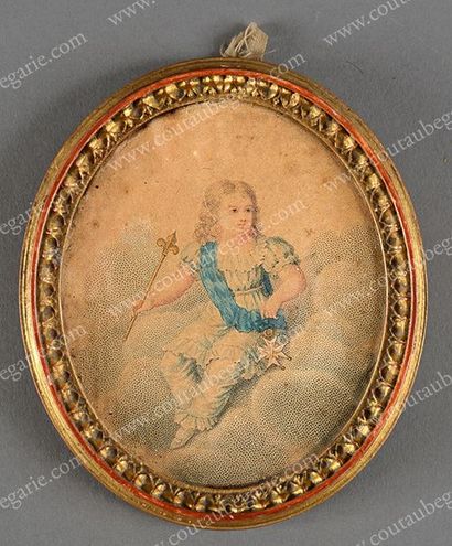 null HENRI, DUC DE BORDEAUX (1820-1883).
Médaillon à suspendre de forme ovale, orné...