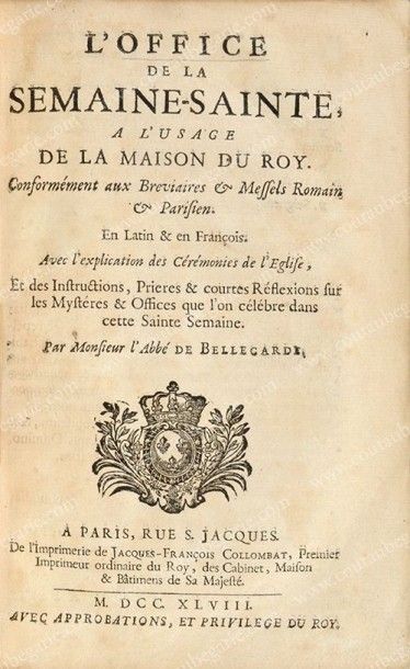 LOUIS XV (1710-1774) L'office de la semaine sainte, à l'usage de la maison du Roy,...