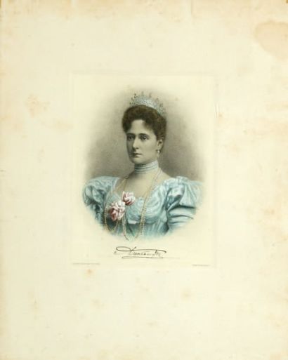 null Alexandra Feodorovna, imperatrice de Russie. Beau portrait lithographique avec...