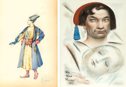 SOLOMKO Serge de (1867-1928). Personnage portant l'habit turc. Aquarelle signée en...