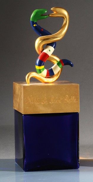 Niki de Saint Phalle - (1983) Important flacon sculpture en verre pressé moulé teinté...