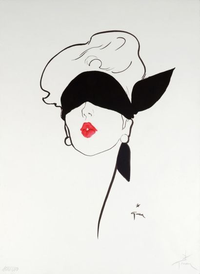 René GRUAU (1909-2004) «Le Rouge Baiser» - (années 1950).
Lithographie en couleurs...