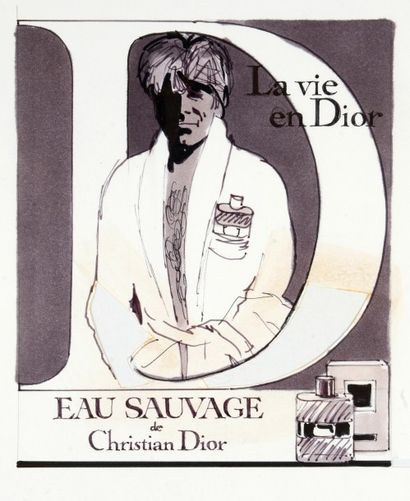 René Gruau & Agence PubliService - (années 1970) Lot comprenant deux dessins publicitaires...