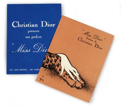 CHRISTIAN DIOR «Miss Dior» - (1947).
Deux cartes publicitaires éditées à l'occasion...