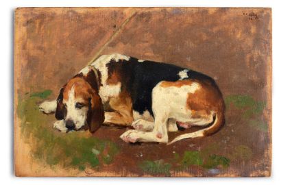 Georges Frédéric ROTIG (1873-1961) Etude de chien de chasse
Huile sur panneau de...