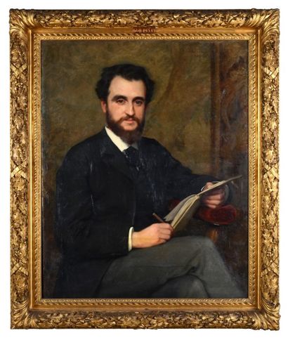 Félicie SCHNEIDER (1831 - 1888) Portrait d'Homme.
Toile (restauration).
Signée en...