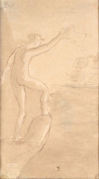 AUGUSTE RODIN (1840 - 1917) Marie, montée sur le rocher, regardant vers le bateau...