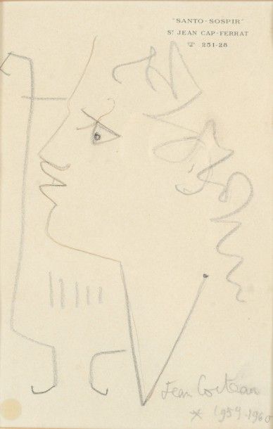 Jean COCTEAU (1889-1963) Orphée.
Dessin au crayon signé et daté 1959-1960 sur papier...