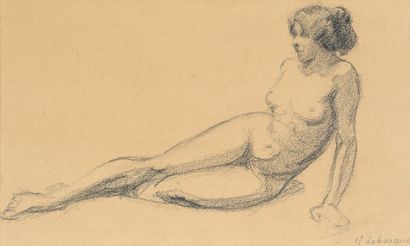 Henri LEBASQUE Nue de femme.
Fusain.
18 x 28 cm