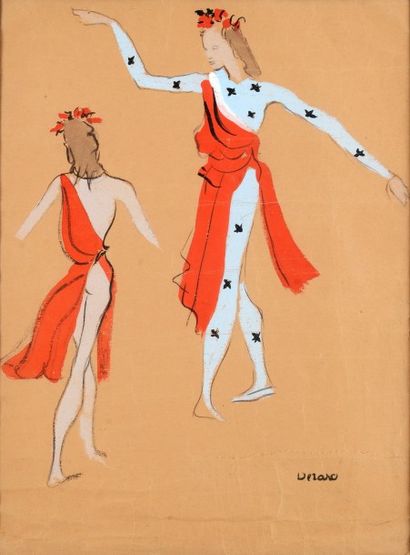 Christian BÉRARD (1902-1949) Projet de costume.
Aquarelle signée en bas à droite.
35...