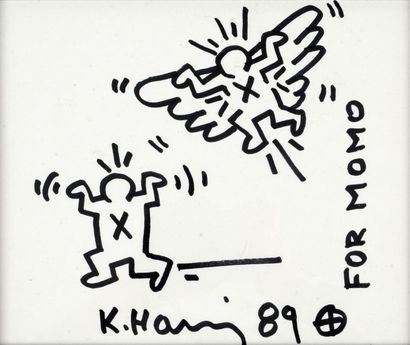 Keith Haring (1958-1990) Personnages, 1989
Dessin au feutre noir, daté et dédicacé:...