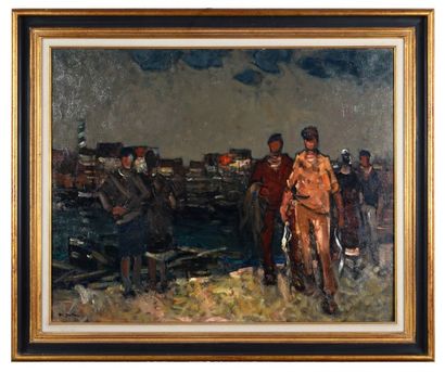 Abel BERTRAM Le retour des pêcheurs
Toile, signée en bas à droite.
65 x 80 cm

Exposition:...