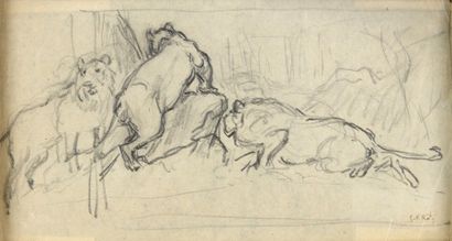 Georges Frédéric ROTIG (1873-1961) Etude de lion
Crayon
Signé en bas à droite.
9...