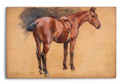 Georges Frédéric ROTIG (1873-1961) Etude de cheval
Huile sur panneau de bois (citronnier).
Signé...