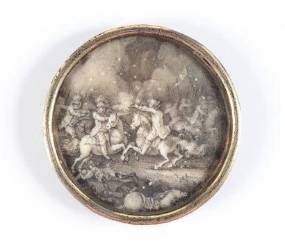 null Choc de cavalerie, fin du XVIIIe siècle
Miniature en grisaille sur ivoire, diam....