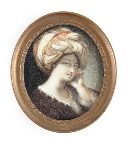 ÉCOLE FRANÇAISE OU ITALIENNE, XIXe siècle Femme au turban, ombre en clair-obscur...