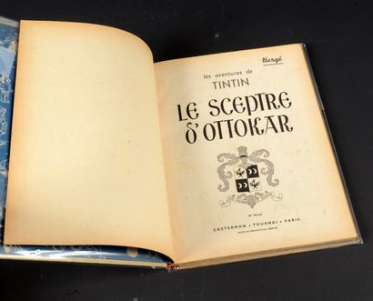 HERGÉ TINTIN 08.
LE SCEPTRE D'OTTOKAR.
GRANDE IMAGE CASTERMAN 1942 - A18 4 HT couleur...