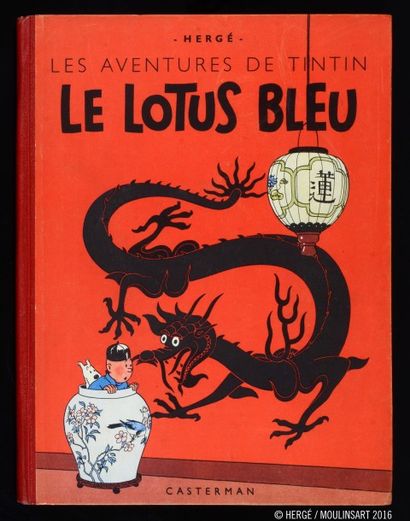 HERGÉ TINTIN 05.
LE LOTUS BLEU. B1. 1946. PAPIER EPAIS.
Edition originale couleurs.
Album...