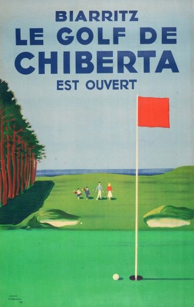 null Affiche pour l'ouverture du Golf de Chiberta à Biarritz.
Signée Jack Maxwell...