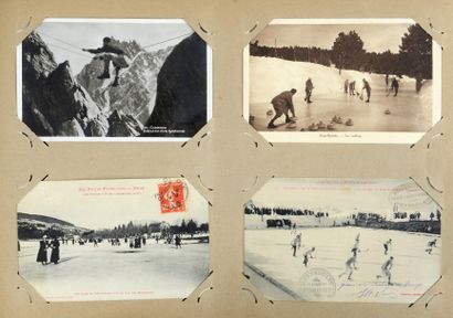 null Album d'environ 80 cartes postale sur les sports d'hiver avec le patin à glace,...
