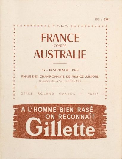 null Programme officiel de la rencontre opposant la France et l'Australie les 17...