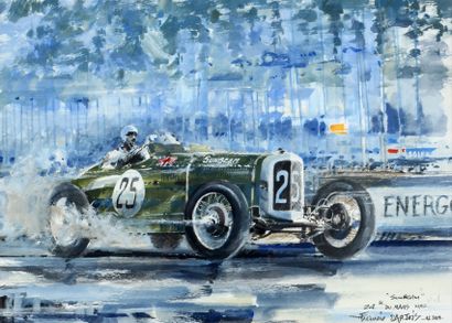 Dartois Francis (1934-2015) Gouache aquarellée sur papier.
«Sunbean, 24h du Mans,...