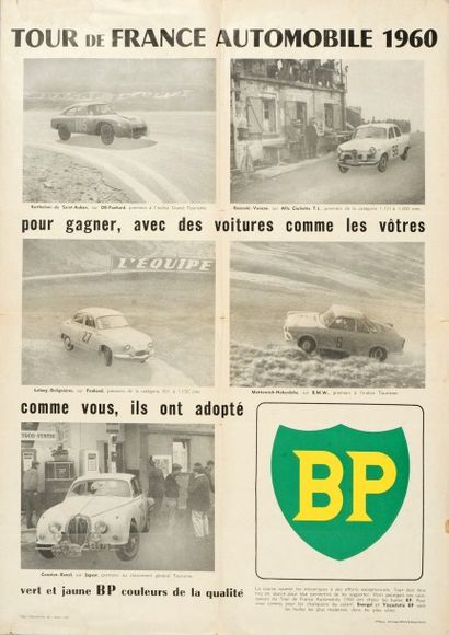 Affiche publicitaire des carburants BP, partenaire...