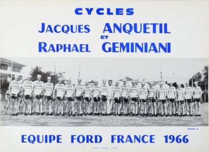 null Affichette publicitaire des cycles Jacques Anquetil et Raphaël Geminiani, équipe...