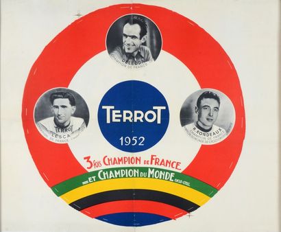 null Affiche Palmarès 1952 pour la marque Terrot avec les coureurs Deledda, Lesca...