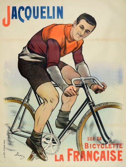 null Affiche des cycles «La Française» signée Burty.
Édmond Jacquelin sur sa bicyclette....