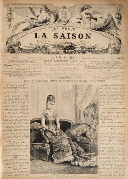 null Les Modes de la Saison, 1876-1878, hebdomadaire relié en deux volumes offrant...