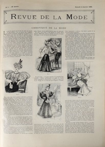 null Revue de la Mode, 1895, année complète reliée de l'hebdomadaire offrant 70 grandes...