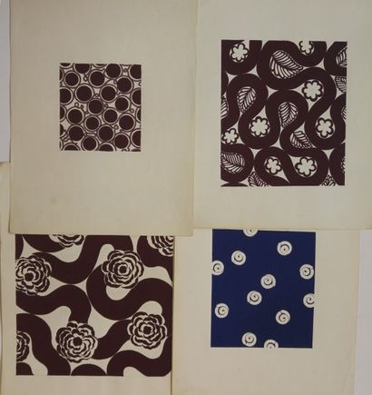 null Ensemble de maquettes gouachées, Atelier J. Testemale, vers 1940-1950, fleurs,...
