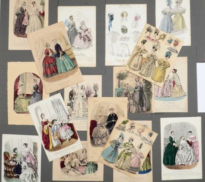 null Réunion de gravures de mode, vers 1900-1910, principalement planches en couleurs...