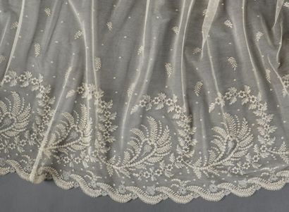 null Long et large volant pour robe de mariée, en dentelle de Chantilly blanc mécanique,...