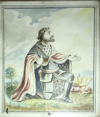 null Gouache sur vélin, fin XVIIIe siècle, représentant un souverain de l'Empire...