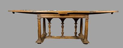 null Table «à la du Cerceau», début XVIIe siècle, à plateau rectangulaire en bois...