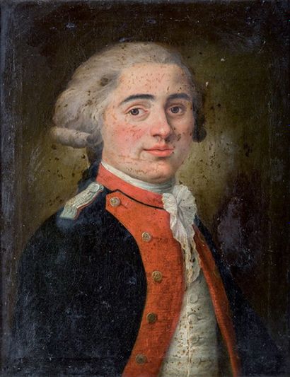 ÉCOLE FRANÇAISE, fin XVIIIe siècle 
Portrait d'un jeune officier. 
 Huile sur toile,...
