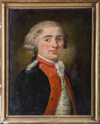 ÉCOLE FRANÇAISE, fin XVIIIe siècle 
Portrait d'un jeune officier. 
 Huile sur toile,...