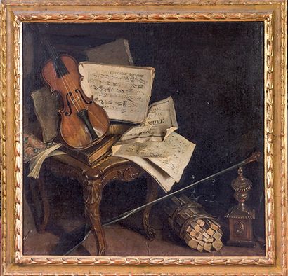 Nicolas Henri JEAURAT de BERTRY (Paris, 1728 - après 1796) Partitions et violon sur...