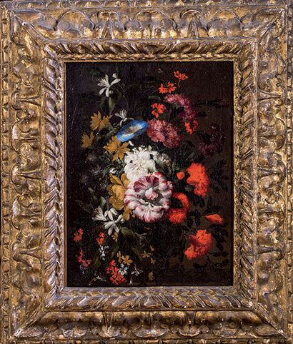 École Florentine, XVIIIe siècle 
Bouquet de fleurs.
 Huile sur toile, non signée....