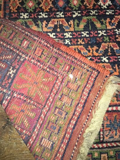 null Tapis persan, ancien d'origine Senneh, fin XIXe siècle, velours laine sur chaînecoton....