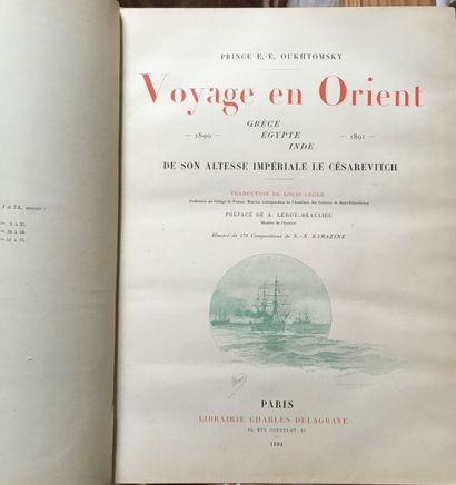 OUKHTOMSKY Voyage en Orient. Paris, Delagrave, 1893.
In-folio, reliure demi-chagrin...
