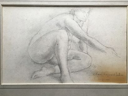 Charles DESPIAU (1874-1946) 
Étude de nu.
 Dessin au crayon et fusain, signé en bas...
