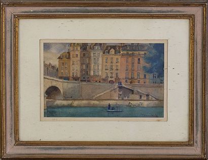 BRAUNWALD (Première moitié XXe siècle) 
Quai de Paris.
Aquarelle, signée en bas à...