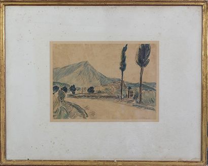 Henri LEBASQUE (1865-1937) 
Paysage du Midi.
Lithographie en couleurs, signée en...