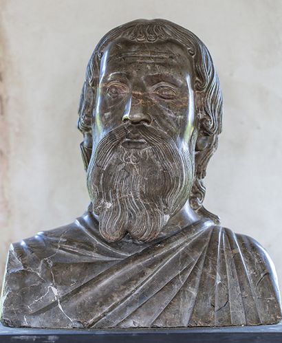 null Sculpture, buste d'apôtre en marbre rouge, typologie de la Renaissance italienne,...