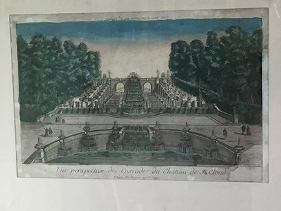null Réunion de deux vues d'optique:
La grande salle des bosquets à Versailles et...