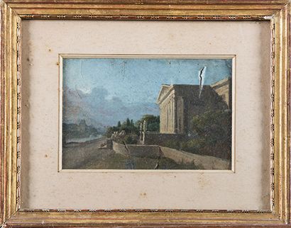Ecole française, début XIXe siècle 
Palais Bourbon.
Gouache sur papier. (Nombreuses...